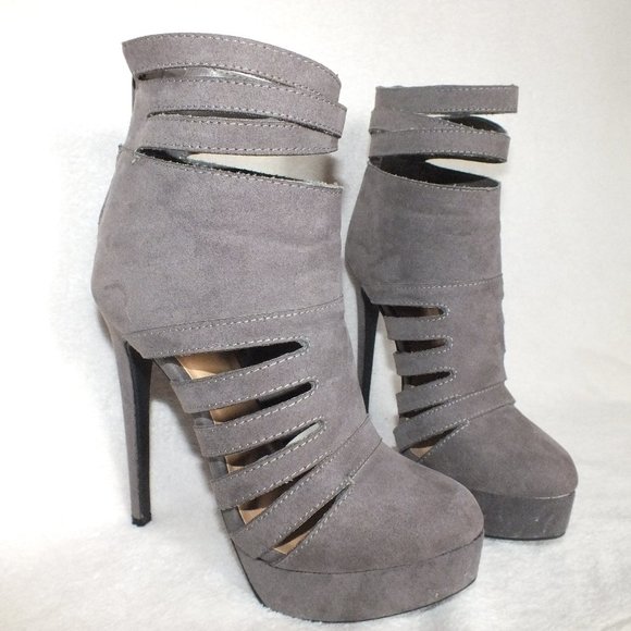 JustFab Shoes - Stylish Gray Women's High Heel Ankle Boots